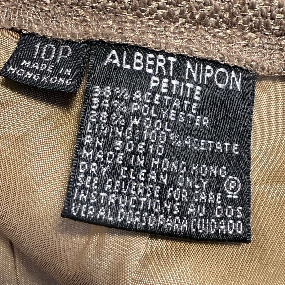 Albert Nipon Jacket Women Size 10P Brown Open Front Wild Artsy Fringe Ostrich - Picture 8 of 14